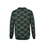 Gucci Forest Green All-Over Monogram Jacquard Crewneck Knit Sweater
