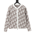 Dior White and Grey Oblique Zip-Up Cardigan