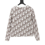 Dior White and Grey Oblique Zip-Up Cardigan