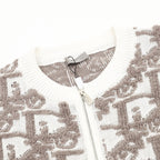 Dior White and Grey Oblique Zip-Up Cardigan