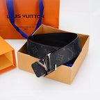 Louis Vuitton Black Monogram Belt – Silver LV Initiales Buckle