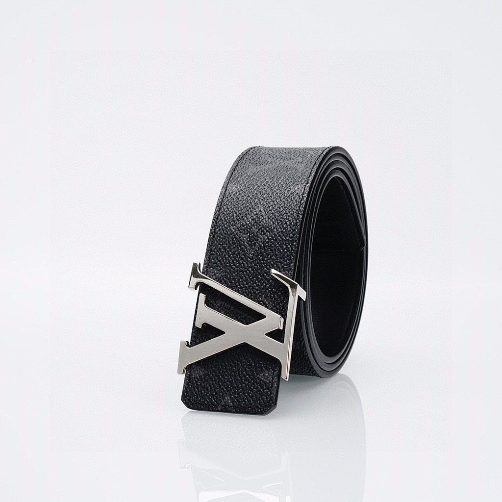 Louis Vuitton Black Monogram Belt – Silver LV Initiales Buckle