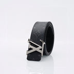 Louis Vuitton Black Monogram Belt – Silver LV Initiales Buckle