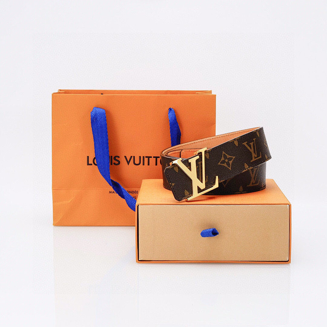 Louis Vuitton Monogram Belt – Gold LV Initiales Buckle