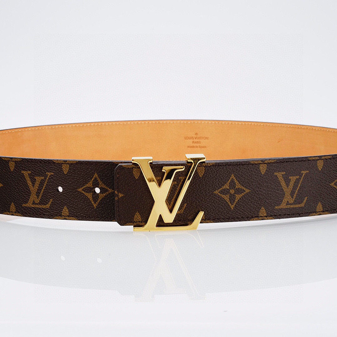 Louis Vuitton Monogram Belt – Gold LV Initiales Buckle