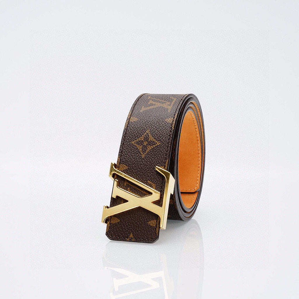 Louis Vuitton Monogram Belt – Gold LV Initiales Buckle