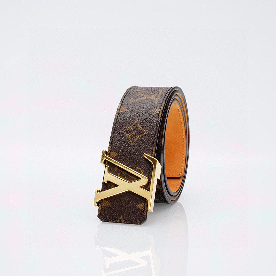 Louis Vuitton Monogram Belt – Gold LV Initiales Buckle
