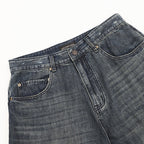 Balenciaga Distressed Loose-Fit Jeans with Leg Patch Detail