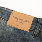 Balenciaga Distressed Loose-Fit Jeans with Leg Patch Detail