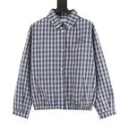 Miu Miu Plaid Check Shirt Jacket Navy Blue