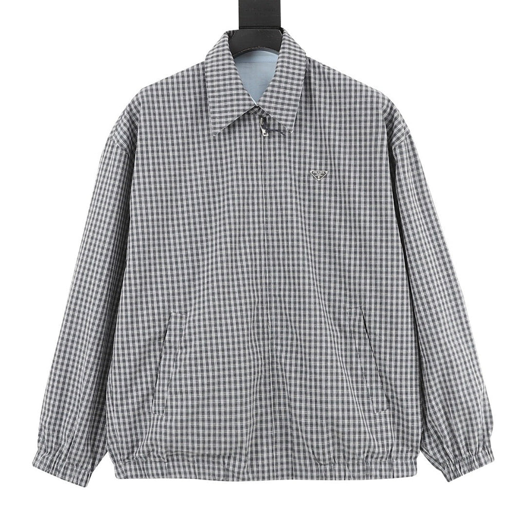 Prada Micro Check Harrington Jacket Grey