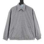 Prada Micro Check Harrington Jacket Grey