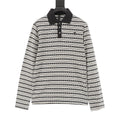 Chrome Hearts Cross Stripe Long-Sleeve Polo Shirt — Black & White