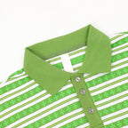 Chrome Hearts Cross Stripe Long-Sleeve Polo Shirt — Green