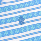 Chrome Hearts Cross Stripe Long-Sleeve Polo Shirt — Blue