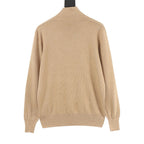 Burberry Vintage Check Half-Zip Knit Sweater — Camel