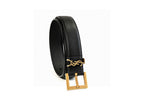 Saint Laurent Cassandre Logo Buckle Leather Belt – Women's