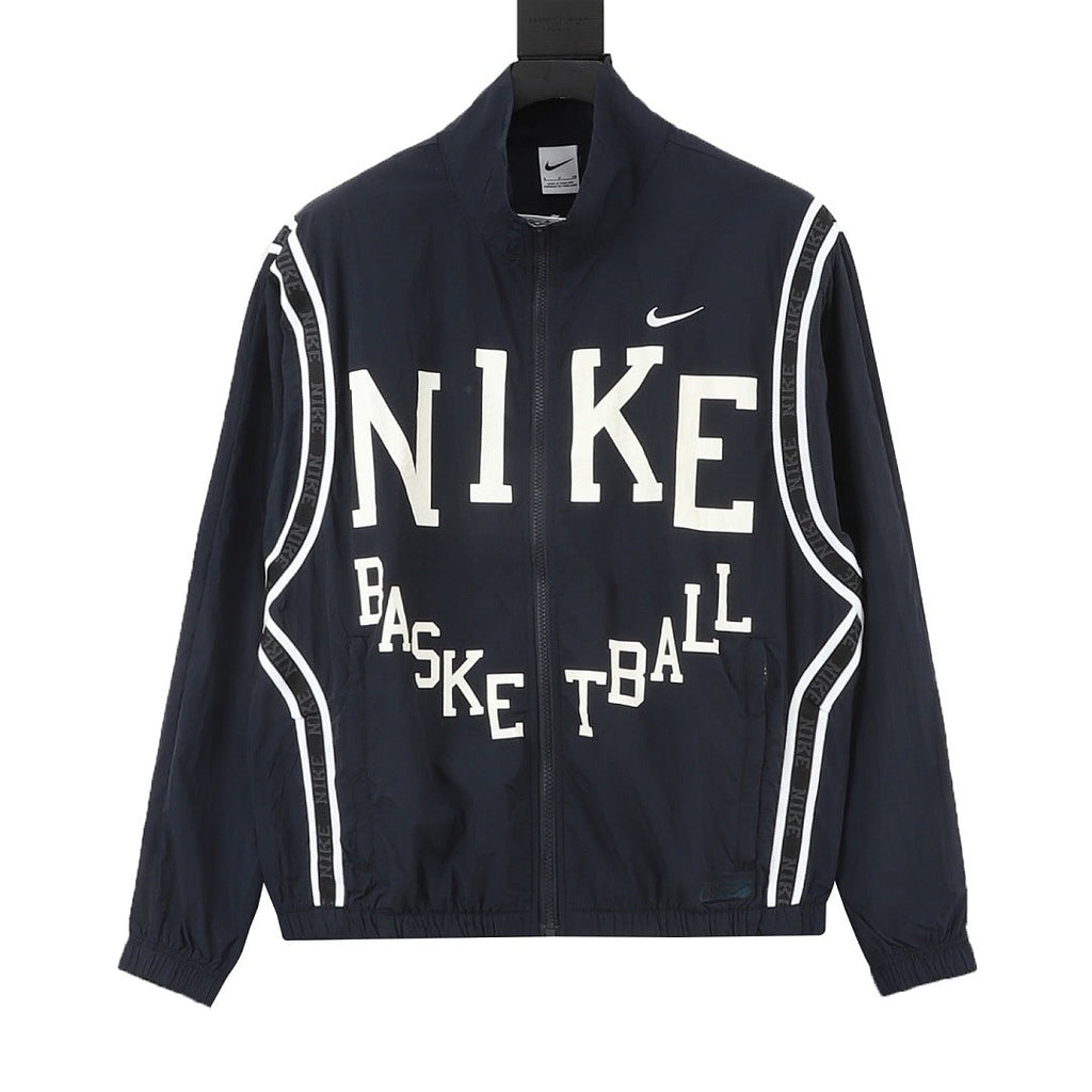 Nike Basketball Black Contrast-Lettering Track Jacket