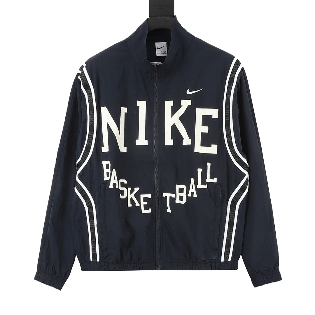 Nike Basketball Black Contrast-Lettering Track Jacket