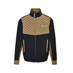 Gucci Camel All-Over Monogram Harrington Jacket with Ribbed Cuffs
