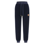 LOUIS VUITTON Navy Velour Tracksuit Set — Bomber Jacket & Jogger Pants with Leather Patch