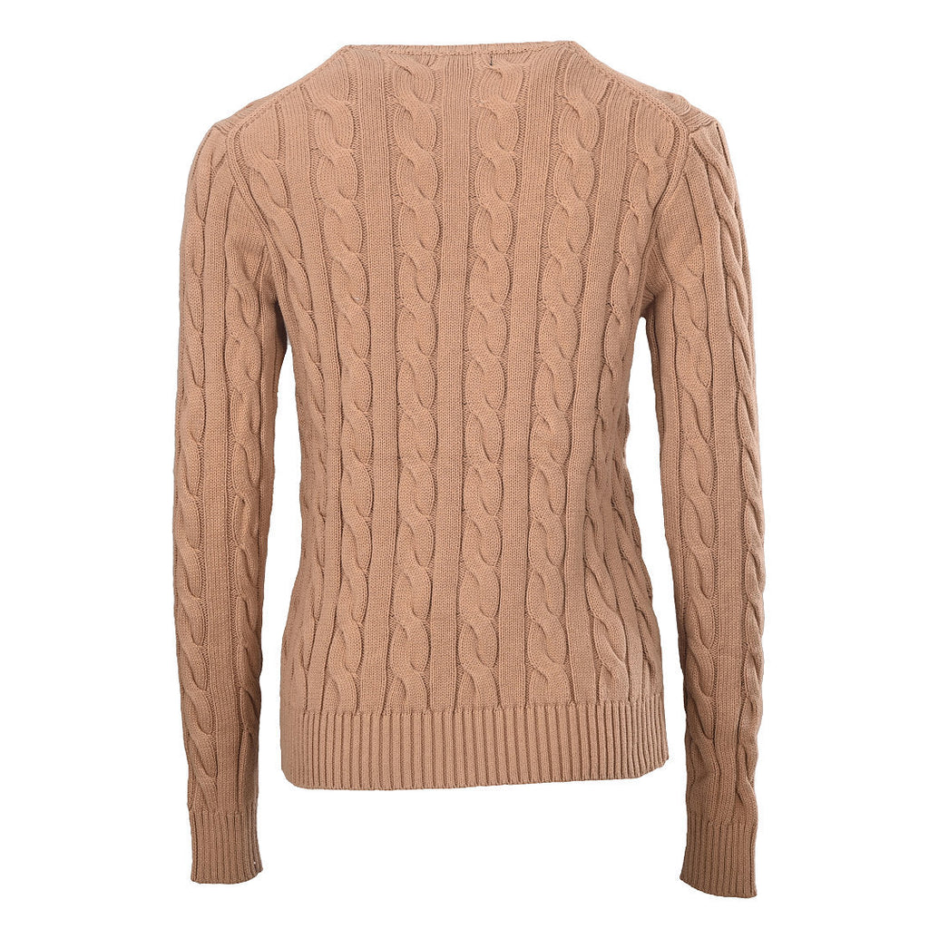 Ralph Lauren Cable-Knit V-Neck Sweater - Camel - view 3