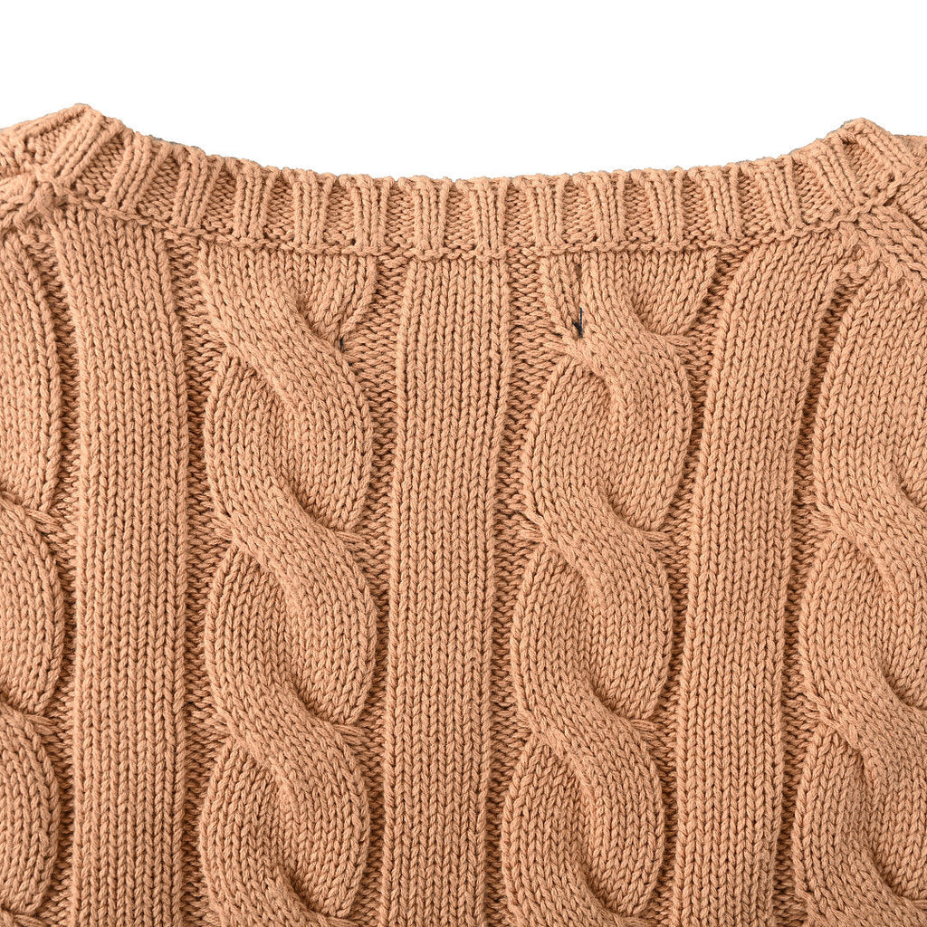 Ralph Lauren Cable-Knit V-Neck Sweater - Camel - view 25