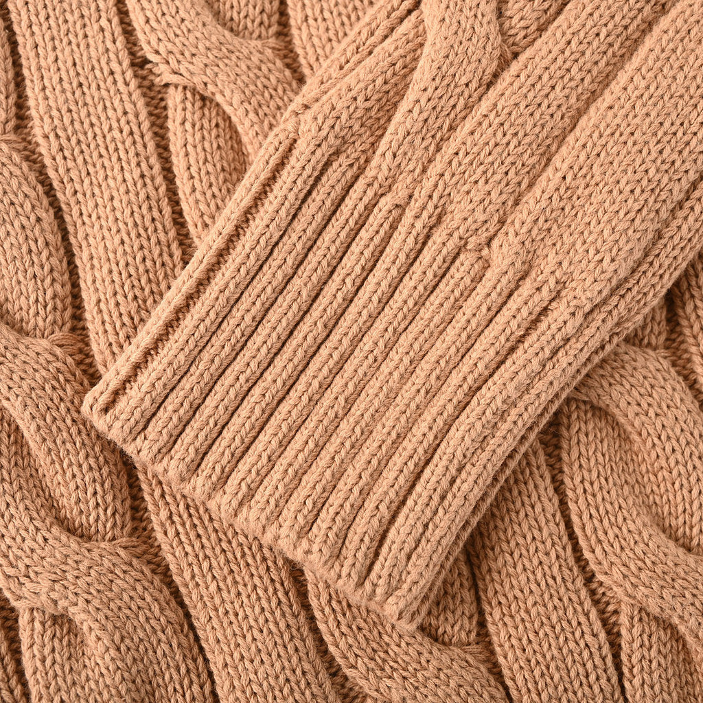 Ralph Lauren Cable-Knit V-Neck Sweater - Camel - view 26