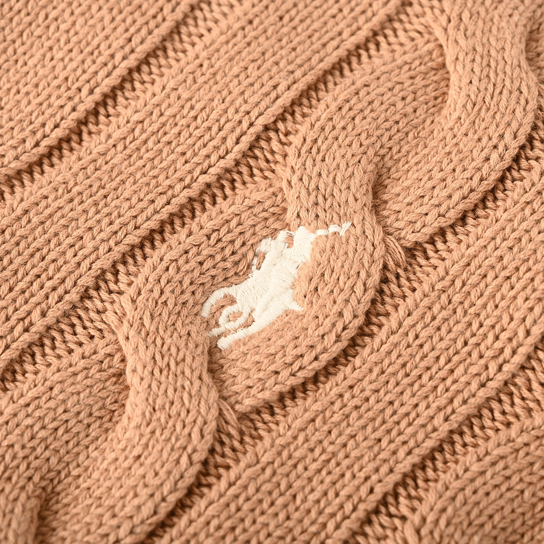 Ralph Lauren Cable-Knit V-Neck Sweater - Camel - view 27