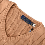 Ralph Lauren Cable-Knit V-Neck Sweater - Camel - view 28
