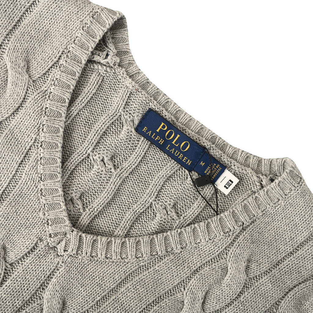 Ralph Lauren Cable-Knit V-Neck Sweater - Gray - view 9